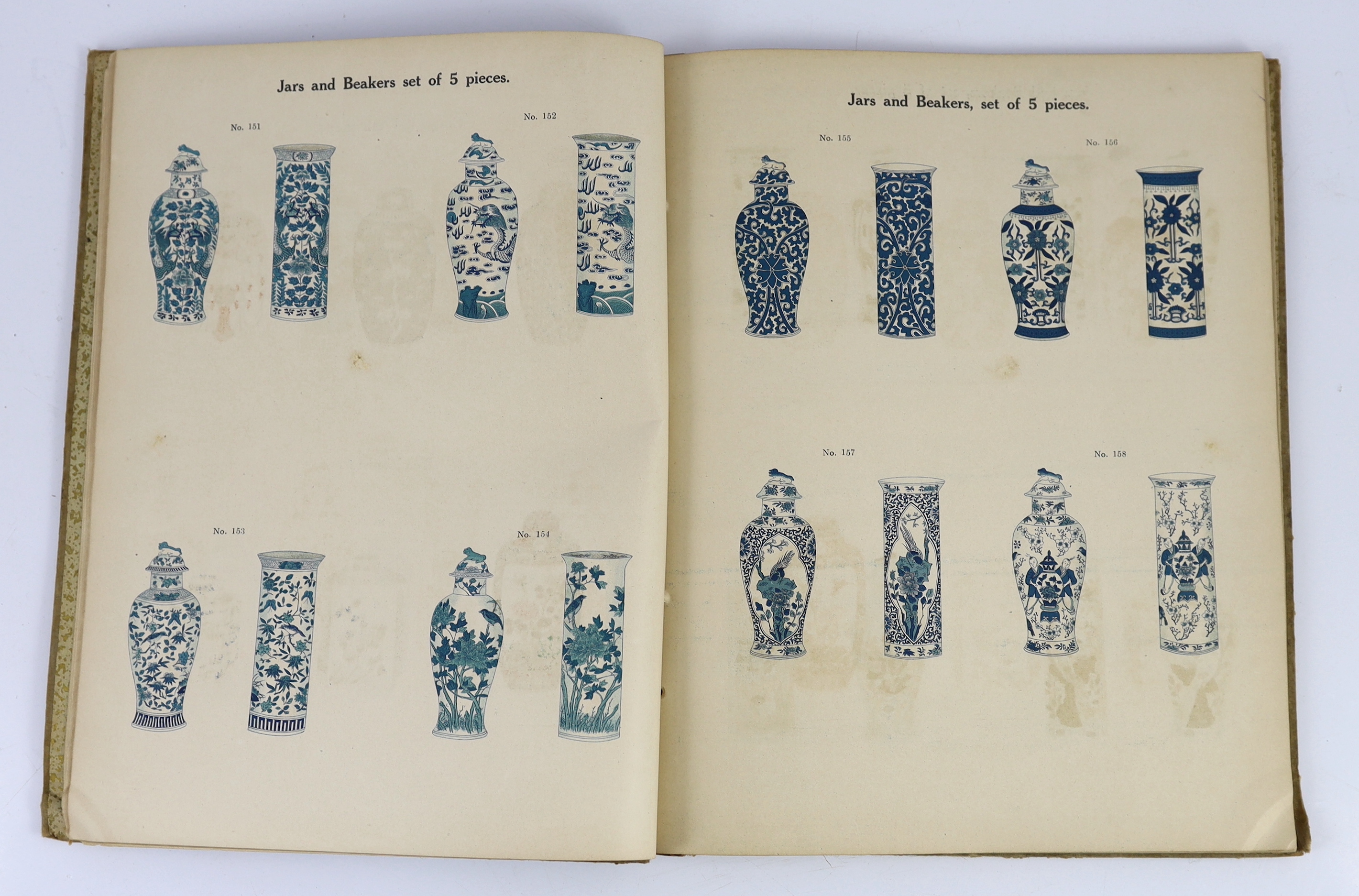 A Rare book on Chinese Ceramics - Messrs Ng. Sheong's Catalogue of Chinaware and Earthenware 1919, Canton, China, one volume, faults to binding